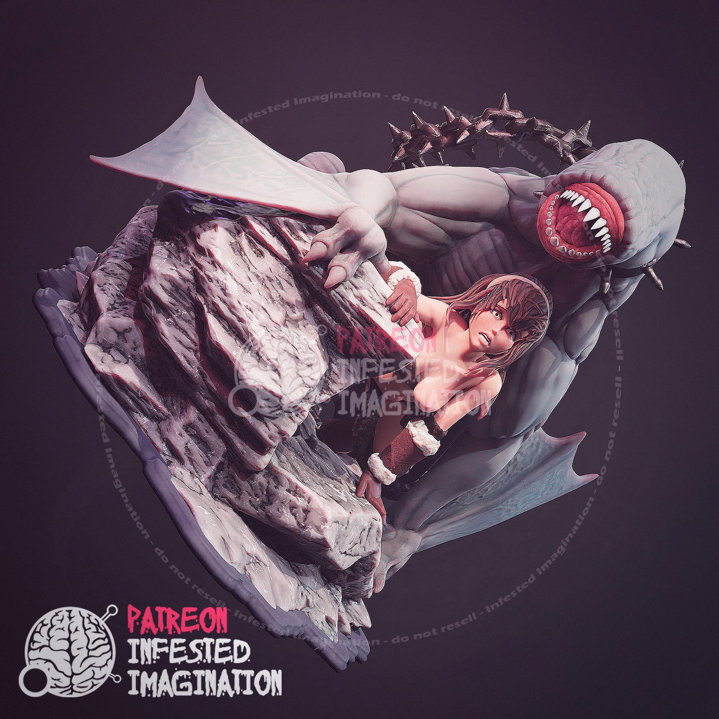 KHEZU MONSTER TAKING A VICTIM HENTAI SCULPT- Infested Imagination