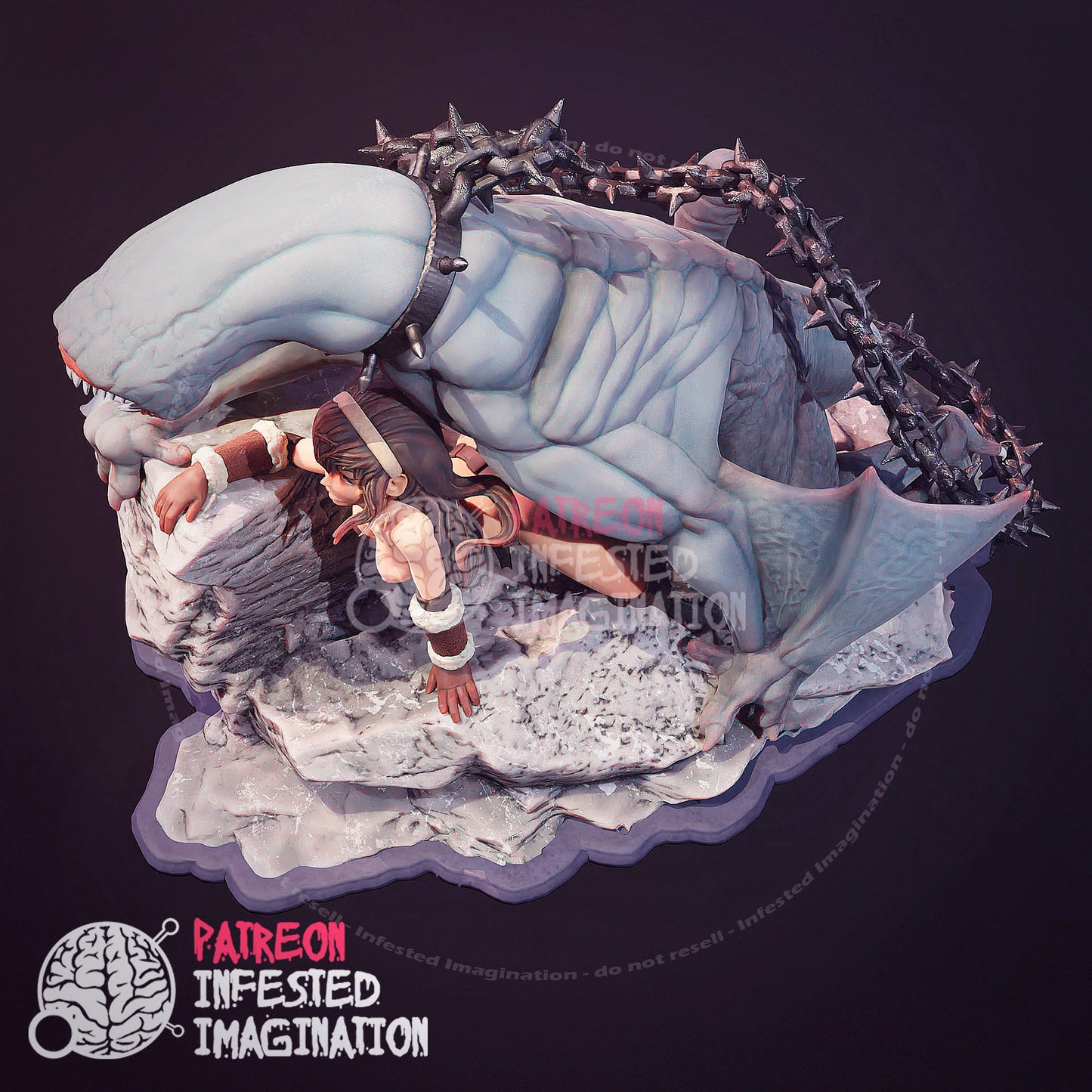 KHEZU MONSTER TAKING A VICTIM HENTAI SCULPT- Infested Imagination