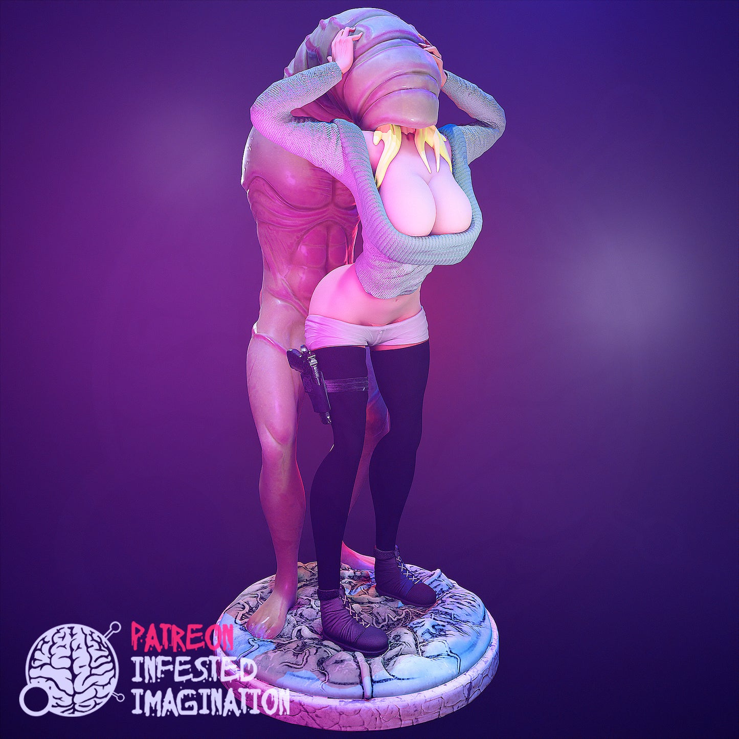 MONSTER ABUSING FEMALE SCULPT - Infested Imagination