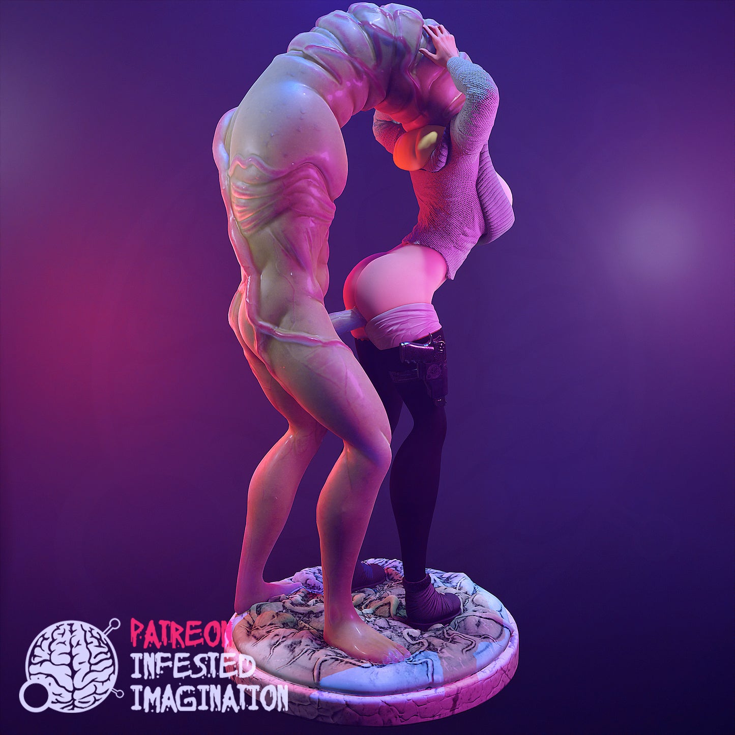 MONSTER ABUSING FEMALE SCULPT - Infested Imagination