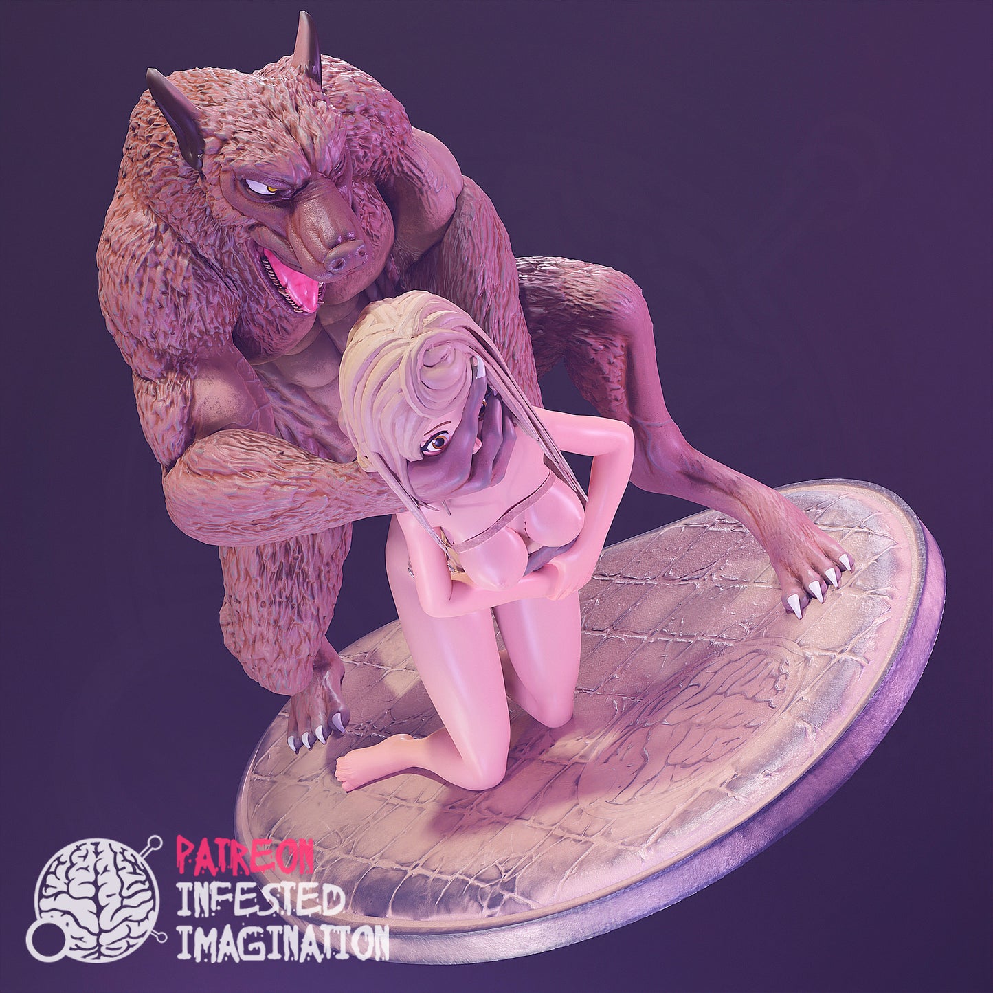 WEREWOLF FUCKING A VICTIM (FURRY PORN SCULPTURE) - Infested Imagination