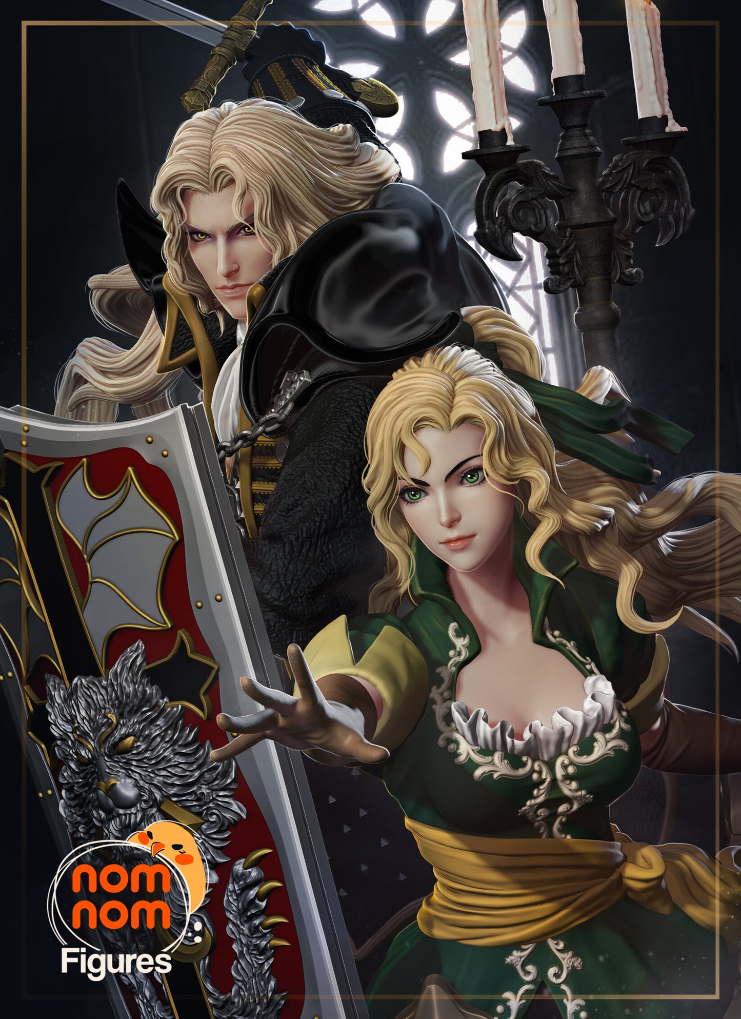 Alucard x Maria - Castlevania Symphony of the Night 3D Printed Model by Nomnom Figures
