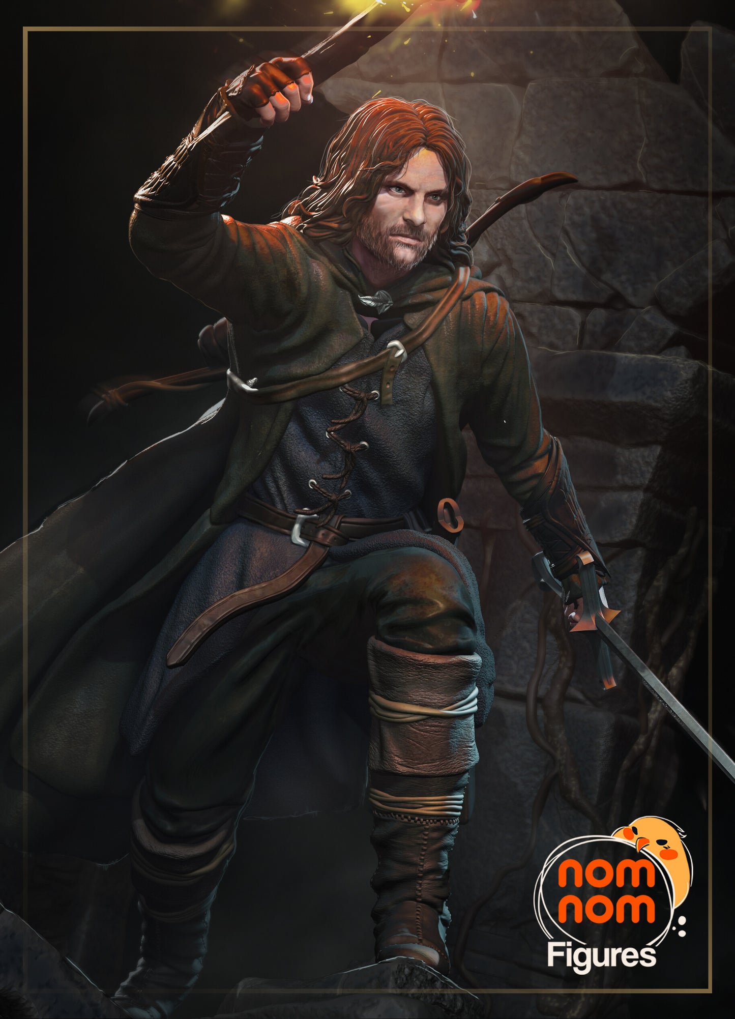 Aragorn - Lord of the Rings 3D Printed Fanmade Model by Nomnom Figures