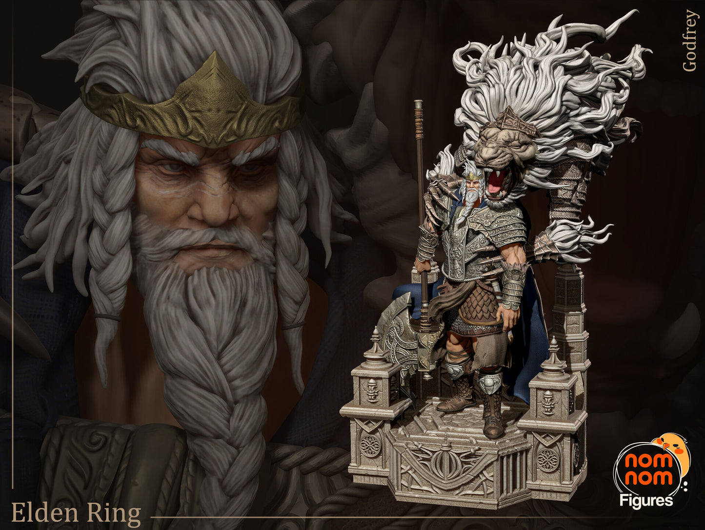 Godfrey - The First Elden Lord - Elden Ring 3D Printed Fanmade Model by Nomnom Figures
