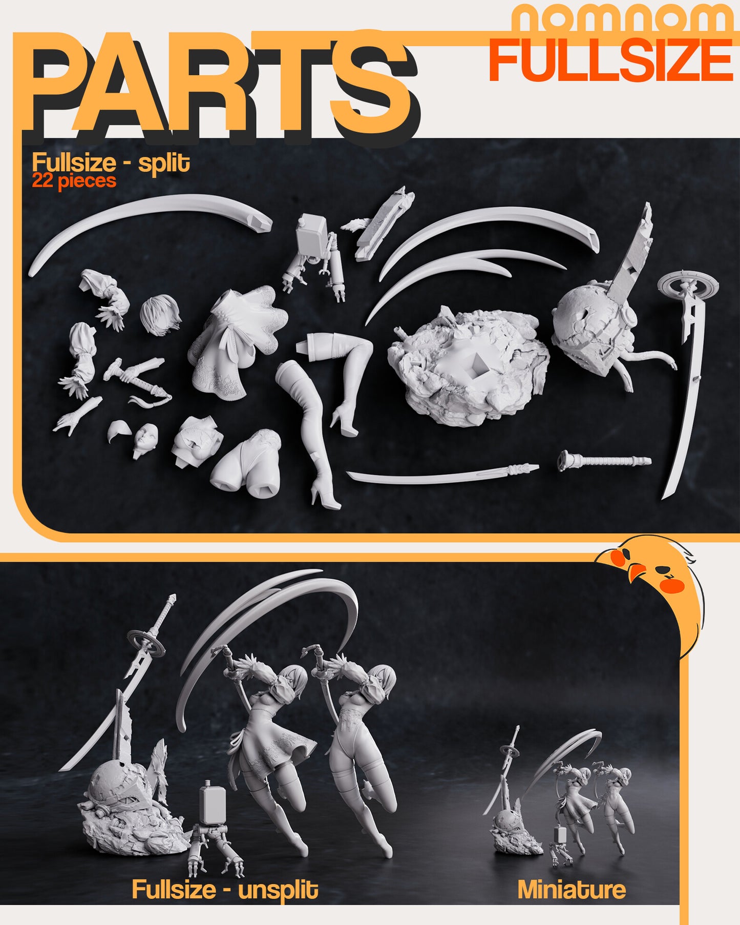 2b - Nier Automata 3D Printed Fanmade Model by Nomnom Figures
