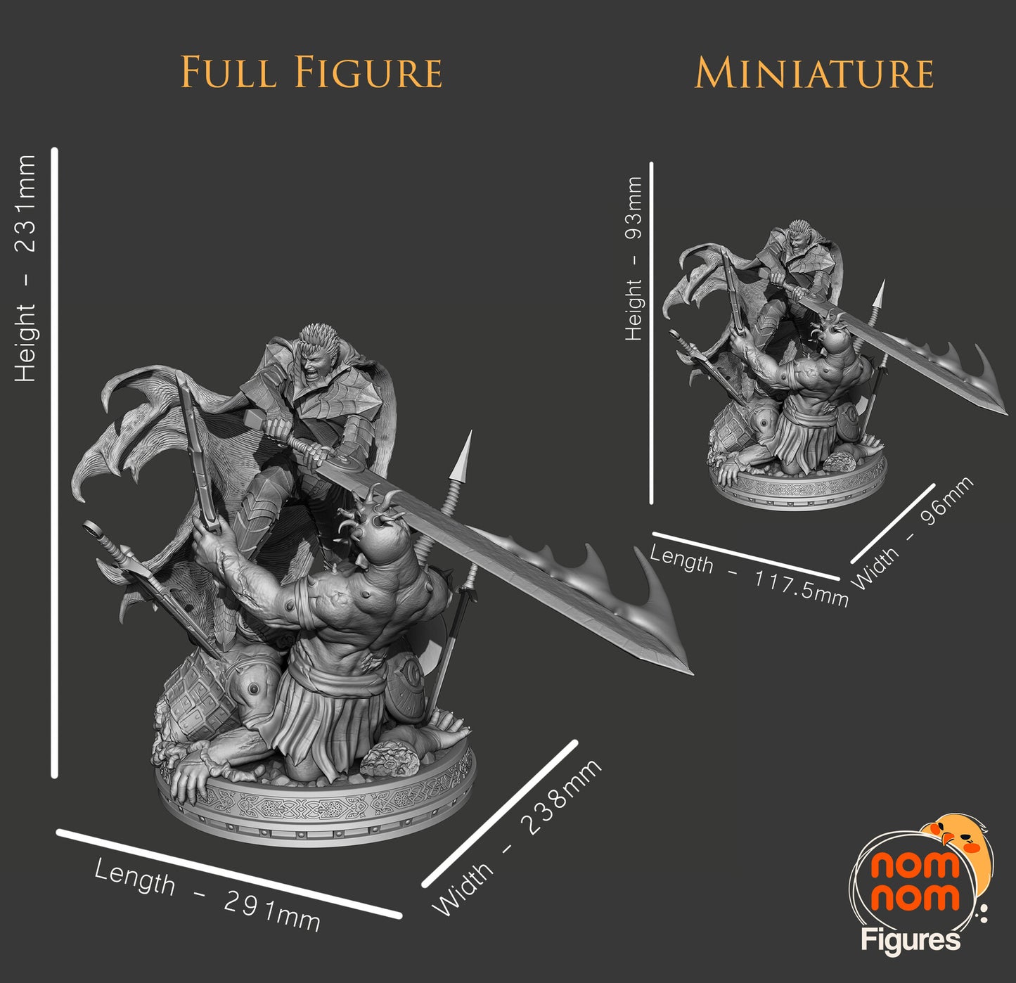 Guts - Berserk - Version 2 3D Printed Fanmade Model by Nomnom Figures