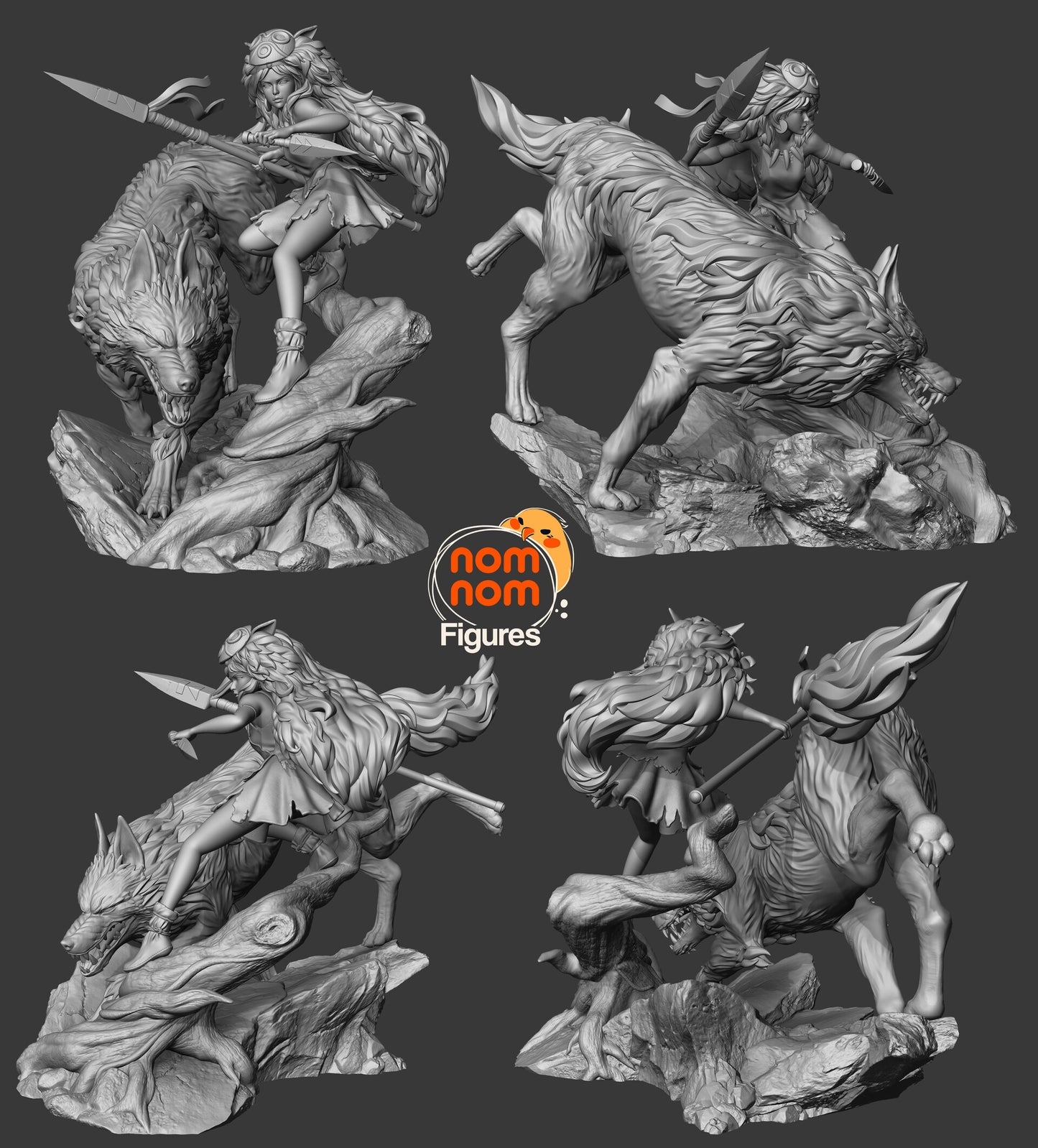 Princess Mononoke 3D Printed Model by Nomnom Figures