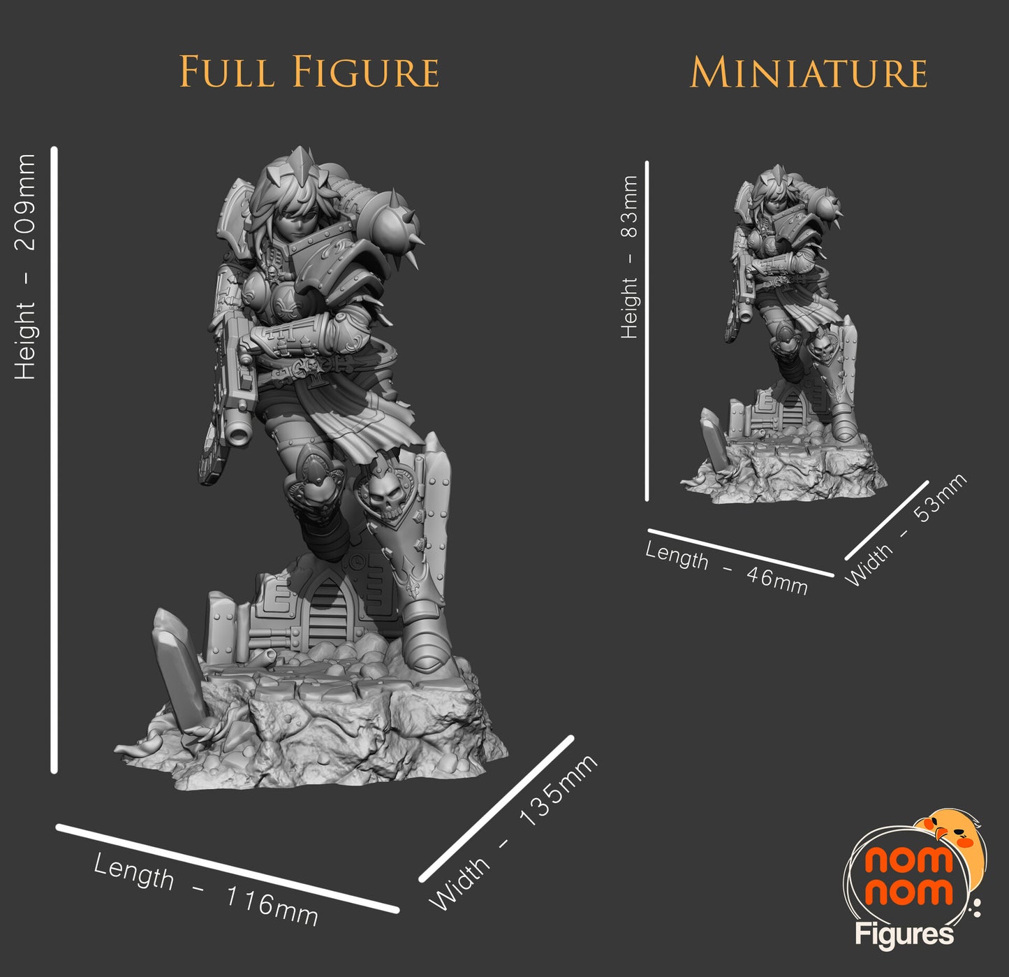 Warhammy Waifu 3D Printed Model by Nomnom Figures