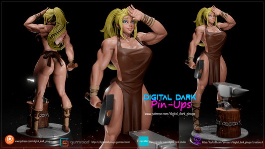 Female Blacksmith Model Kit By Digital Dark Pinups 18+