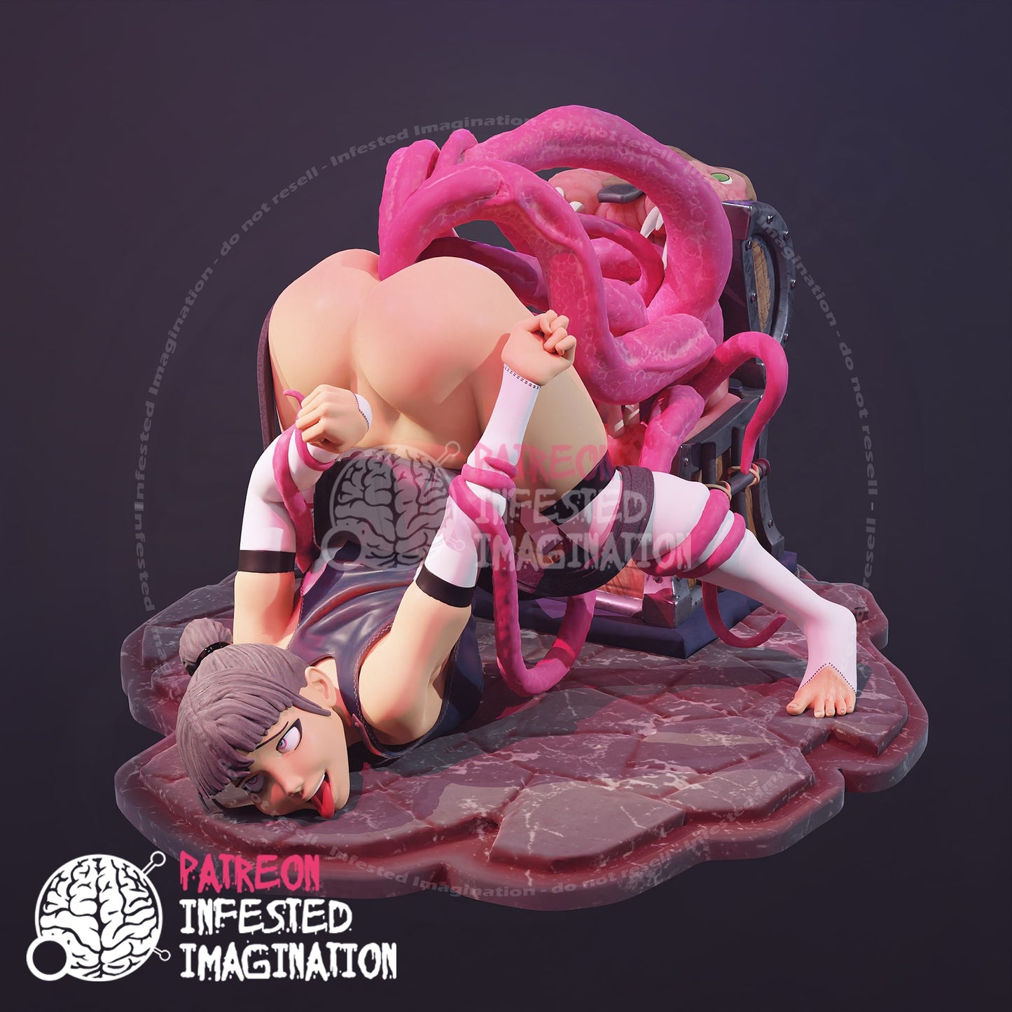 HENTAI MIMIC SCULPT TAKING A GIRL WITH TENTACLES - Infested Imagination