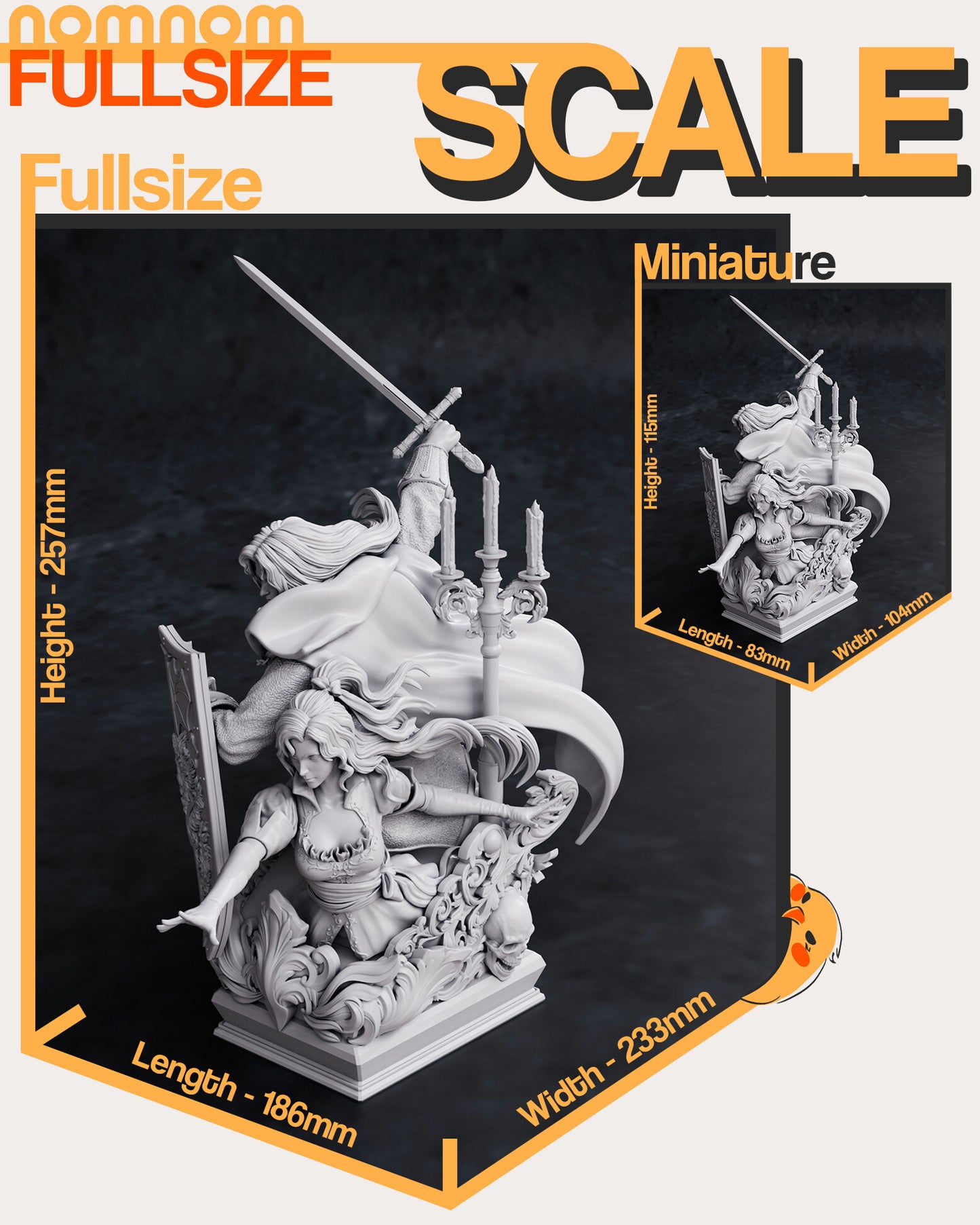 Alucard x Maria - Castlevania Symphony of the Night 3D Printed Model by Nomnom Figures