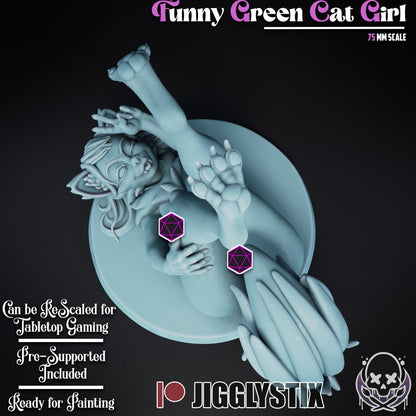 Funny Green Cat Girl By JigglyStix